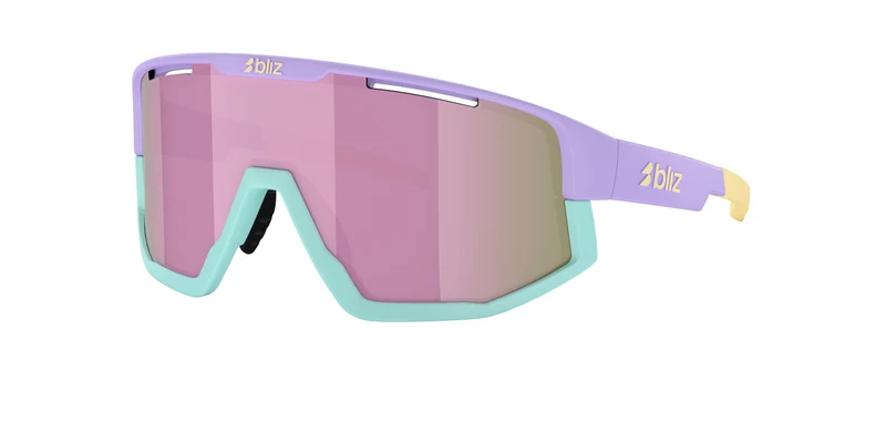 Bliz Fusion Sonnenbrille/Pastelllila/Gelbes Logo/Rosa Braun