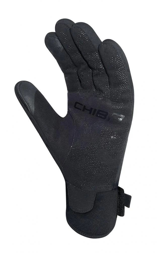 Chiba Classic Winter Fahrradhandschuh Schwarz/Gold Gr. S - winddicht, Thinsulate-gefüttert, Touch-Sensor, Softshell & Mikrofaserhandfläche