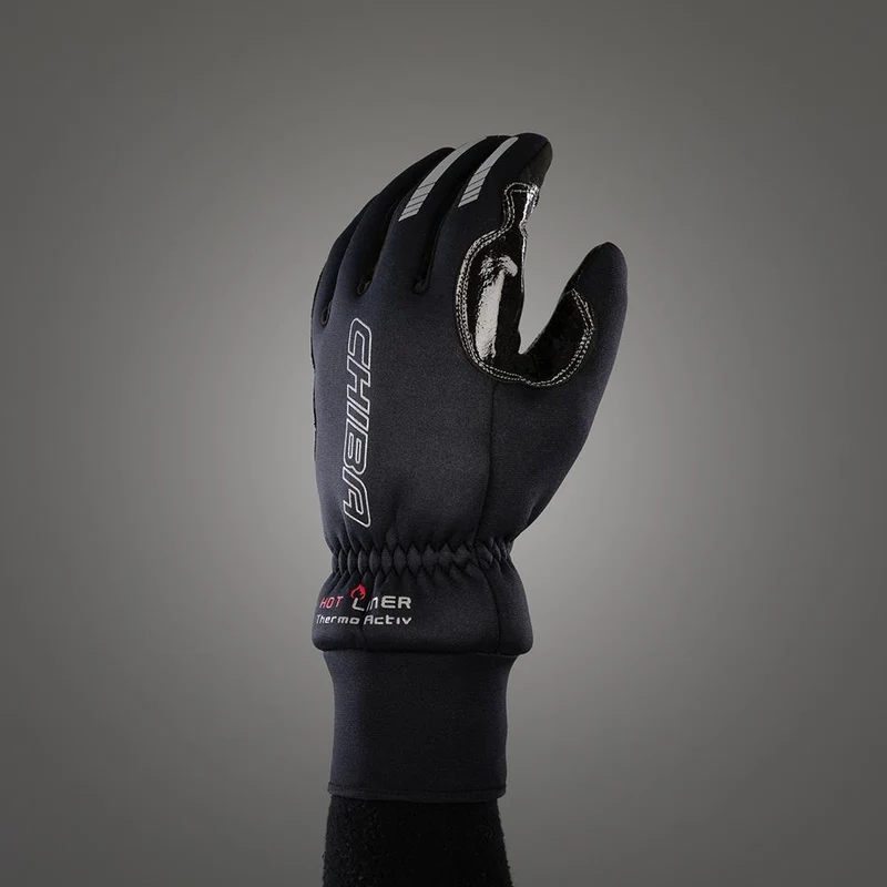 CHIBA Thermo Aktiv - Winter-Radhandschuhe schwarz, winddicht, Touchfinger, Größe L