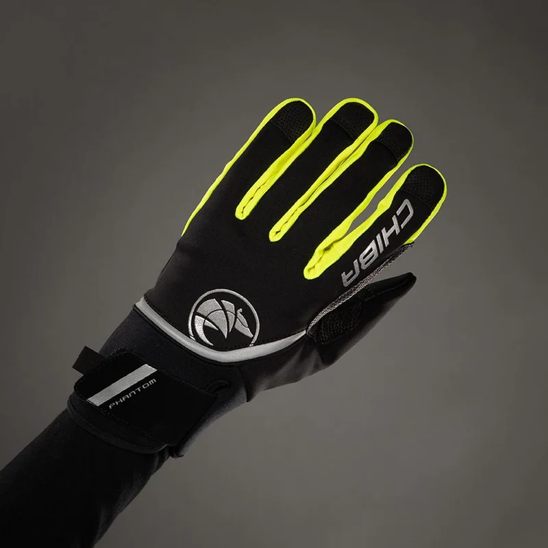 CHIBA Phantom - Radhandschuhe XS schwarz/neongelb, winddicht & touchfähig