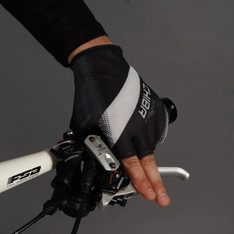 CHIBA Solar II - Fahrradhandschuhe kurz, schwarz/schwarz, XL, atmungsaktiv