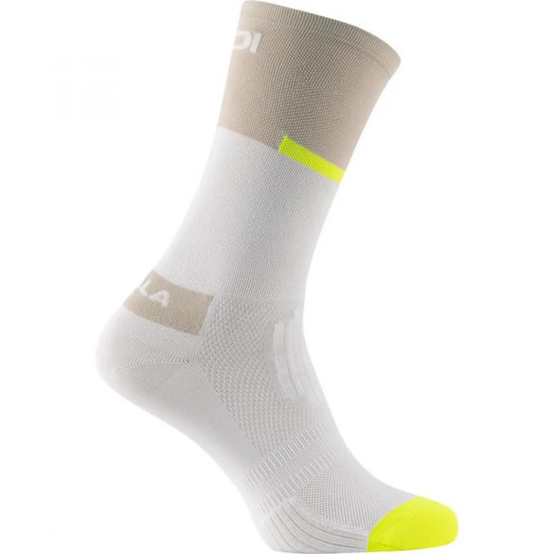 Sidi Socken NEO white sand 44-46 Weiß/Braun - atmungsaktive Radsocken mit Q-Skin