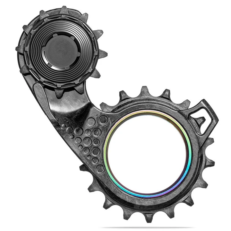 Hinteres Schaltwerkskäfig Absolute Black Hollowcage Shimano 9200 Carbon Regenbogen