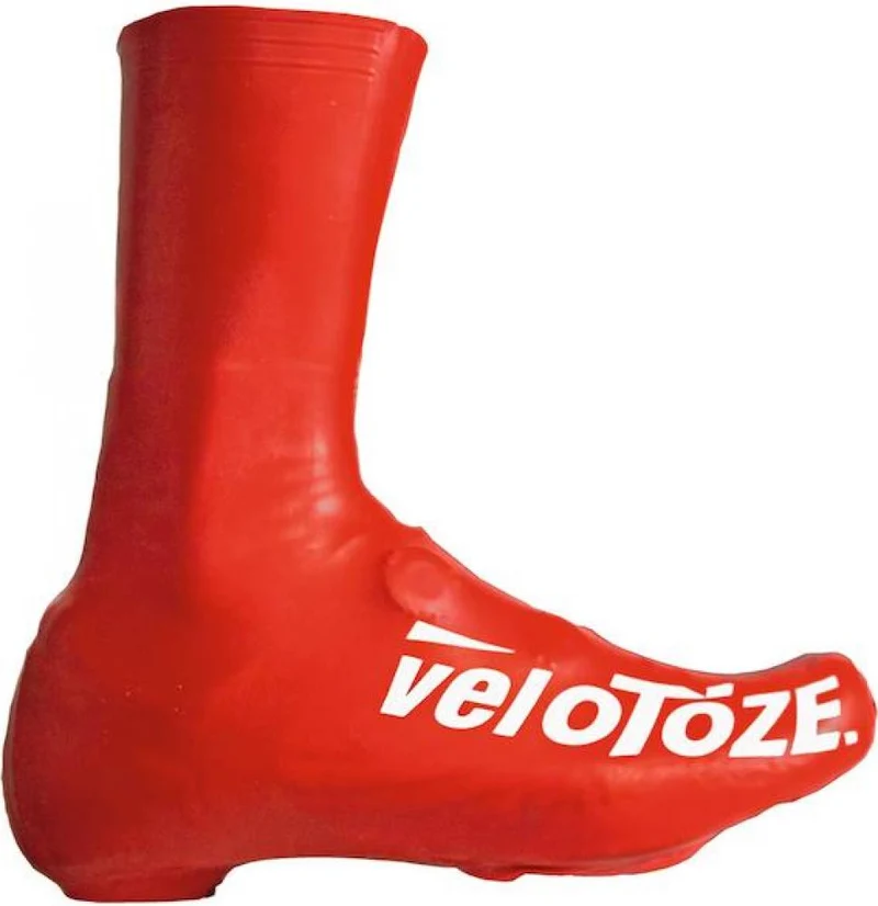 VeloToze Überschuh 2.0 lang rot M - wasserdichter Aero-Überschuh für kalte Tage
