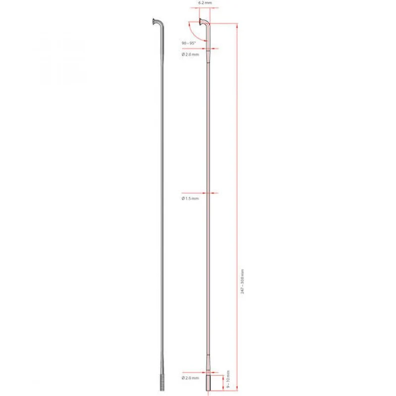 DT Swiss Speiche Revolution 2.0/1.5 VE500 276 mm schwarz - extrem leichte Laufrad-Speiche