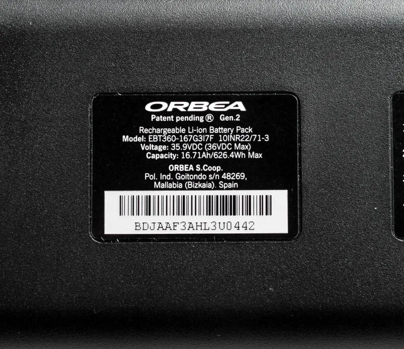 Orbea Interne Batterie RS 630Wh 36v Gen 2 Schwarz