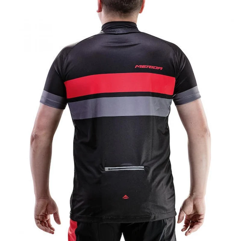 Merida Trikot ACTIVE STRIPE Herren schwarz/rot XS Schwarz/rot - atmungsaktives Radtrikot mit Komfortschnitt