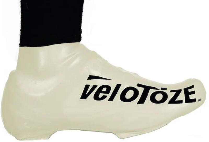 VeloToze Überschuh 2.0 kurz weiß S/M - aerodynamischer Regen-Überschuh für Rennradfahrer