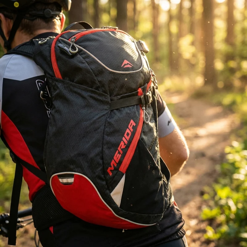 Merida Rucksack Fifteen II 15 Liter Onesize Schwarz/rot - vielseitiger Bike-Tagesrucksack