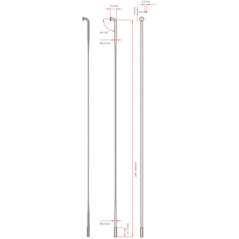 DT Swiss Speiche Aero Comp 2.0 / 2.3 / 1.2 286 mm schwarz - aerodynamische Hochleistungsspeiche