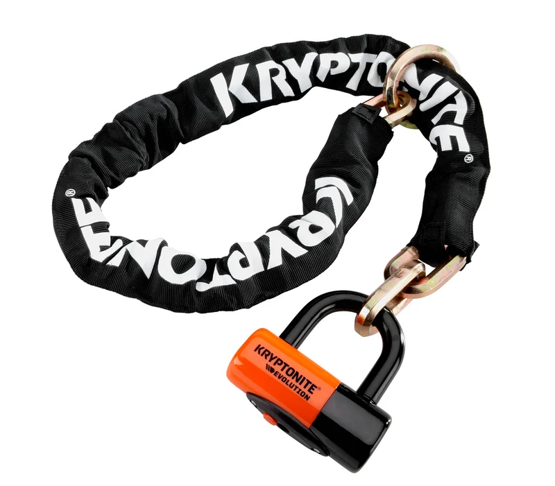 Kryptonite Kettenschloss New York Noose W Evs4 12mmx130cm Disc 14mm Schwarz/Orange