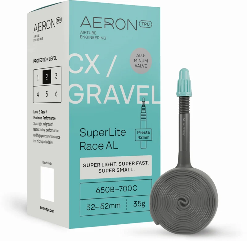 Aeron/TPU CX/Gravel - SuperLite Race AL 32-52 mm Schlauch 27,5"-28" black Aluschaft-Ventil SV