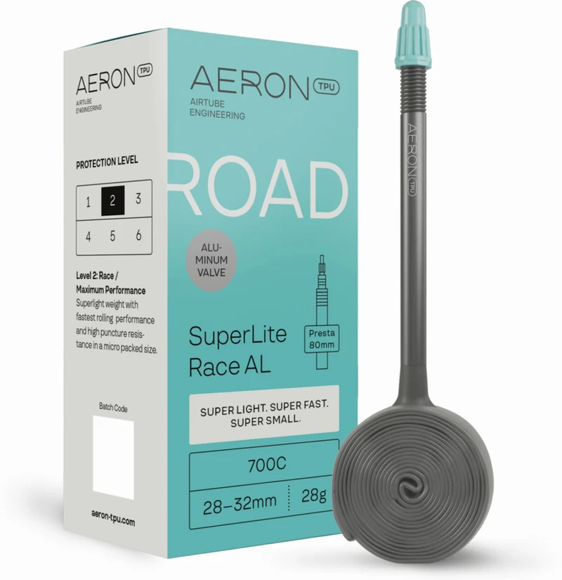 Aeron/TPU Road - SuperLite Race AL 28-32 mm Schlauch 28" black Ventil SV