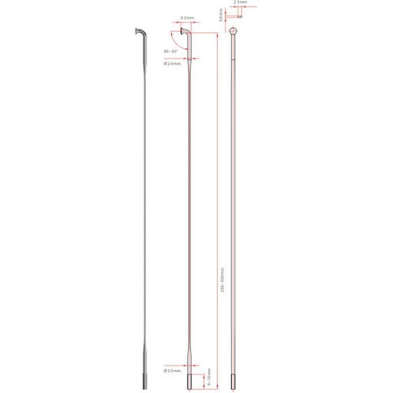 DT Swiss Speiche Aerolite 2.0 / 2.3 286 mm schwarz - ultraleichte Aero-Speiche für Performance-Laufräder