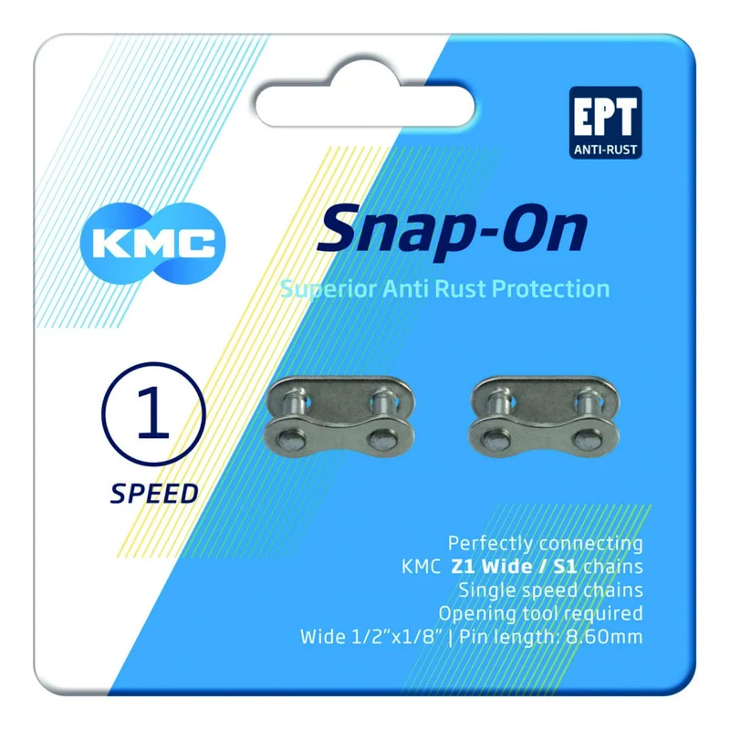 KMC Snap On Kettenschloss für 1-fach stahl 1/2x1/8 - 2 Stück auf Blister