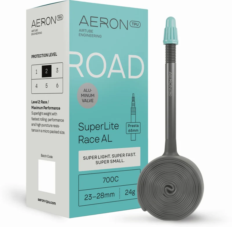 Aeron/TPU Road - SuperLite Race AL 23–28 mm Schlauch 28" black Ventil SV