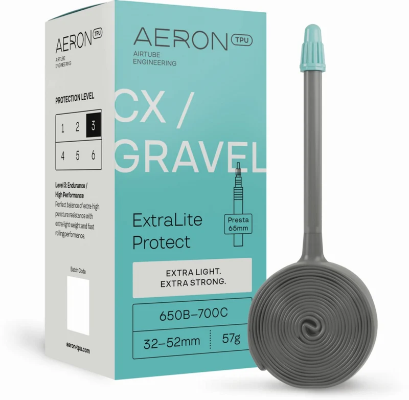 Aeron/TPU CX/Gravel - ExtraLite Protect 32-52 mm Schlauch 27,5"-28" black Ventil SV