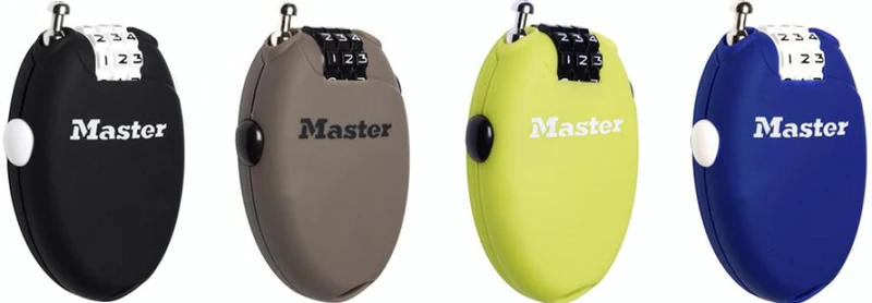 Master Lock Kabelschloss Retractor 4er Pack 2 mm x 700 mm - kompakte Diebstahlsicherung 700