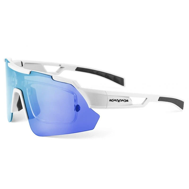 Sonnenbrille Kayak 3001 Weißer Rahmen/Blaue Linse