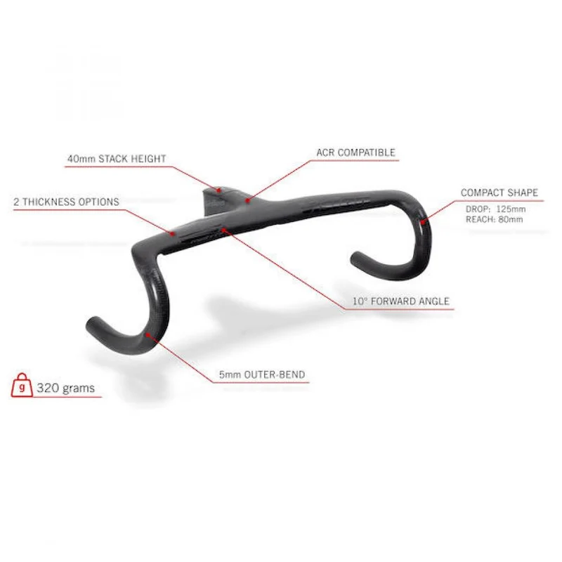 Vision Lenker Metron 5D ACR EVO 140 x 420 mm Schwarz - aerodynamisches Carbon-Cockpit