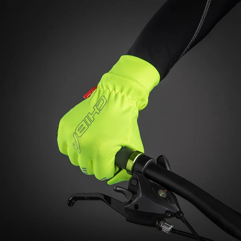 CHIBA Thermofleece - Radhandschuhe neongelb, atmungsaktiv, Touchfunktion, Größe L