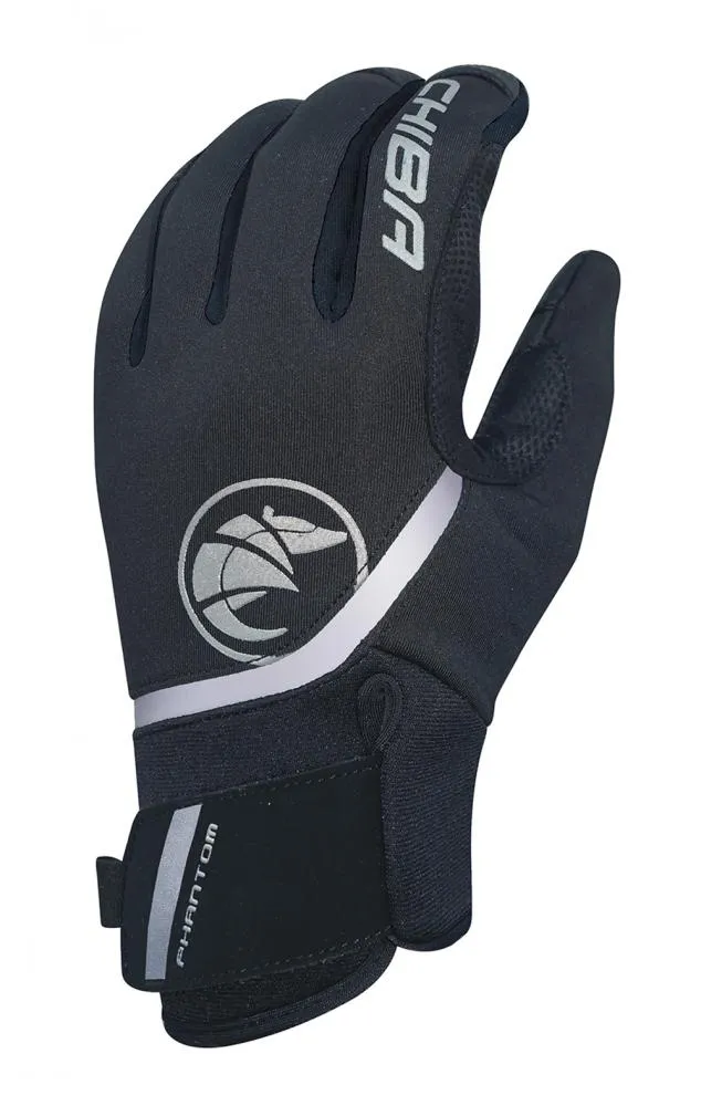 CHIBA Phantom - Radhandschuhe L schwarz/schwarz, Softshell, winddicht, Touchfinger