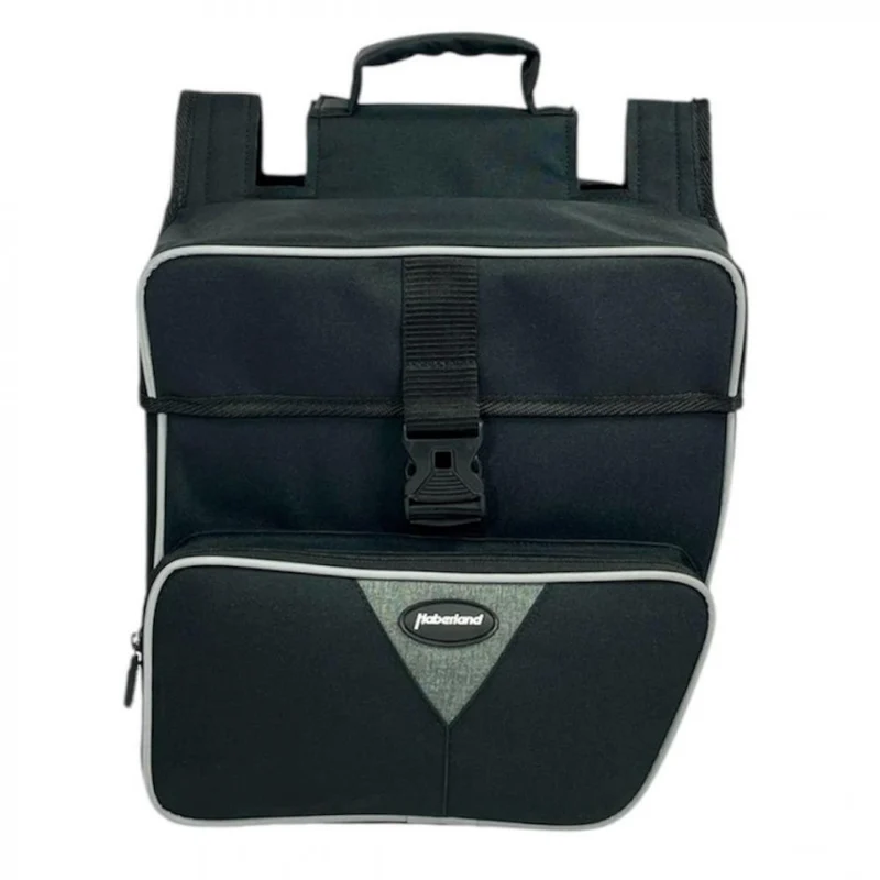 Haberland Doppeltasche Black Line 3.0 33l schwarz - flexible Gepäckträgertasche mit Klappvolumen
