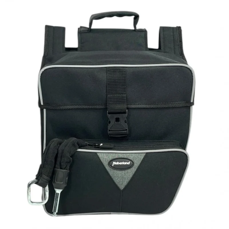 Haberland Doppeltasche Black Line 3.0 33l schwarz - flexible Gepäckträgertasche mit Klappvolumen